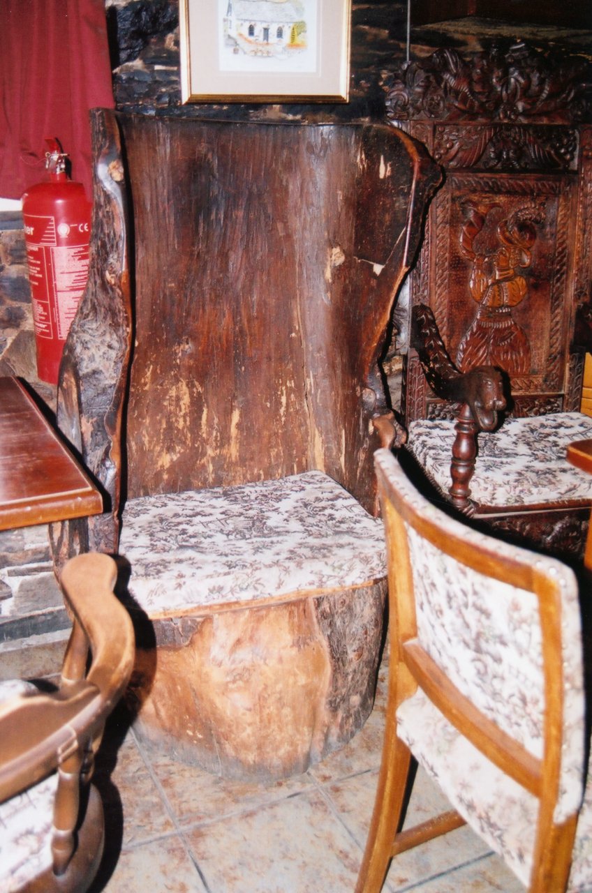 A and M fav chair from one tree in Boscastle pub